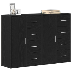 Bufety 2 sztuki Czarny Dąb 60x31x84 cm Drewno inżynieryjne