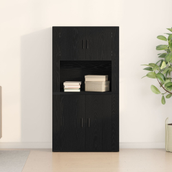 Wysoki kredens Czarny Dąb 80x33x150 cm Materiał drewnopochodny