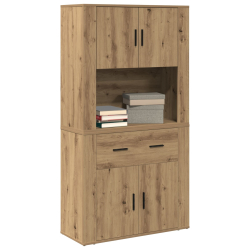 Wysoki bufet z litego dębu 80x33x150 cm Drewno inżynieryjne
