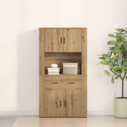 Wysoki bufet z litego dębu 80x33x150 cm Drewno inżynieryjne