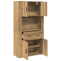 Wysoki bufet z litego dębu 80x33x150 cm Drewno inżynieryjne