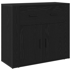 Highboard Czarny Dąb 80x33x150 cm Drewno drewnopochodne