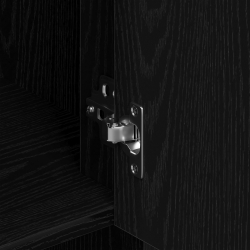 Highboard Czarny Dąb 80x33x150 cm Drewno drewnopochodne