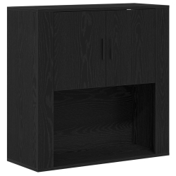 Highboard Czarny Dąb 80x33x150 cm Drewno drewnopochodne