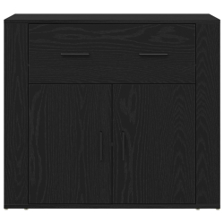 Highboard Czarny Dąb 80x33x150 cm Drewno drewnopochodne