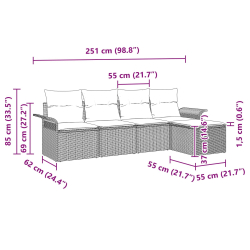 5-częściowy zestaw sof ogrodowych z poduszkami czarny poly rattan