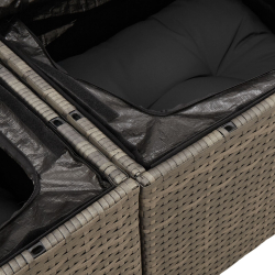 9 Częściowy Zestaw Sof Ogrodowych z Poduszkami Szary Poly Rattan