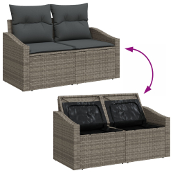 9 Częściowy Zestaw Sof Ogrodowych z Poduszkami Szary Poly Rattan