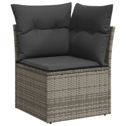 9 Częściowy Zestaw Sof Ogrodowych z Poduszkami Szary Poly Rattan