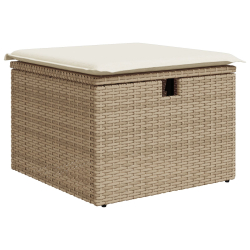 Zestaw 8-częściowy sofa ogrodowa z poduszkami beżowa poli-rattanowa