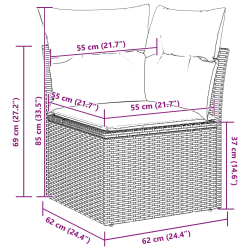 Zestaw 8-częściowy sofa ogrodowa z poduszkami beżowa poli-rattanowa