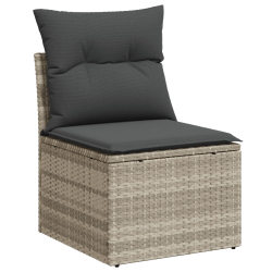 Zestaw 6-elementowy sofa ogrodowa z jasnoszarymi poduszkami z poli rattan