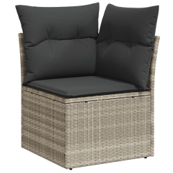 Zestaw 6-elementowy sofa ogrodowa z jasnoszarymi poduszkami z poli rattan
