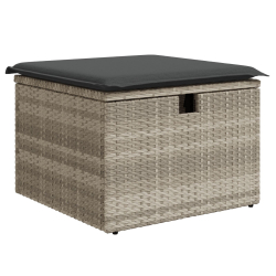 Zestaw 6-elementowy sofa ogrodowa z jasnoszarymi poduszkami z poli rattan