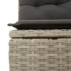 Zestaw 6-elementowy sofa ogrodowa z jasnoszarymi poduszkami z poli rattan