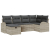 Zestaw 6-elementowy sofa ogrodowa z jasnoszarymi poduszkami z poli rattan