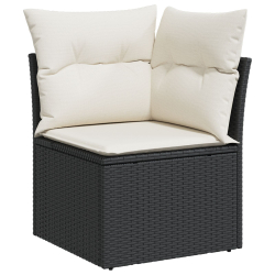Zestaw 7 elementowy sofa ogrodowa z poduszkami Czarny Polirattan