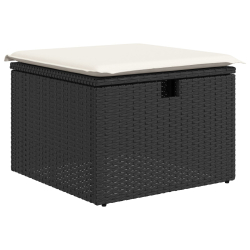 Zestaw 7 elementowy sofa ogrodowa z poduszkami Czarny Polirattan