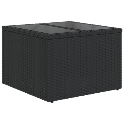 Zestaw 7 elementowy sofa ogrodowa z poduszkami Czarny Polirattan