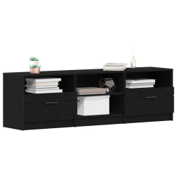 Szafka RTV Czarny Dąb 150x33,5x45 cm Z Drewna Inżynieryjnego
