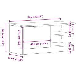 Szafka RTV Czarny Dąb 80x35x36,5 cm Drewno Inżynieryjne