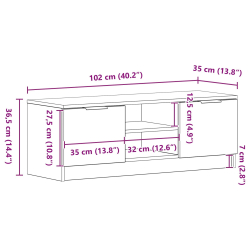 Szafka RTV Czarny Dąb 102x35x36,5 cm Z materiałów drewnopochodnych