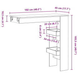 VidaXL Stół Barowy - Czarny Dąb - 102x55x103.5 cm - Wykonany z materiałów drewnopochodnych