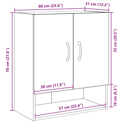 Szafka ścienna Czarny Dąb 60x30x70 cm Materiał z drewna