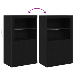 Szafka sideboard z oświetleniem LED czarny dąb 60,5x37x100 cm