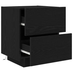 Szafki nocne z LED 2 sztuki Czarny Dąb 45x40x55 cm