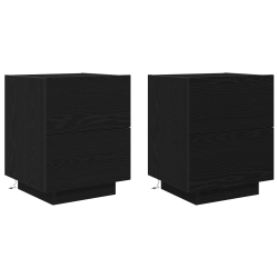 Szafki nocne z LED 2 sztuki Czarny Dąb 45x40x55 cm