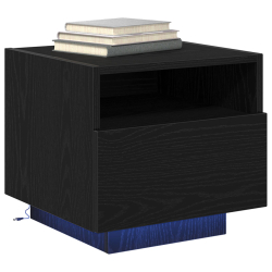Widok X Stolik nocny z lampkami LED 2 sztuki Czarny Dąb 40x39x37 cm