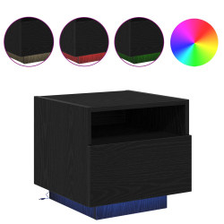 Widok X Stolik nocny z lampkami LED 2 sztuki Czarny Dąb 40x39x37 cm