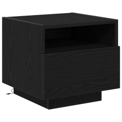 Widok X Stolik nocny z lampkami LED 2 sztuki Czarny Dąb 40x39x37 cm