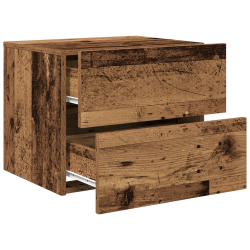 Szafka nocna z LED na ścianę ze starego drewna 50x39x41 cm
