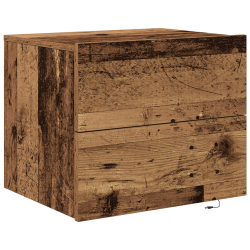 Szafka nocna z LED na ścianę ze starego drewna 50x39x41 cm