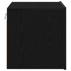 Szafka nocna z oświetleniem LED, montowana na ścianie, dąb czarny 50x39x41 cm