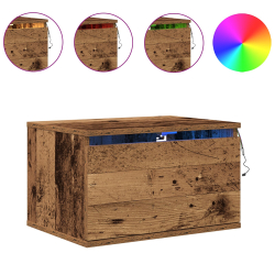 Szafka nocna z oświetleniem LED, montowana na ścianie, stary drewniany wygląd 50x36x30 cm