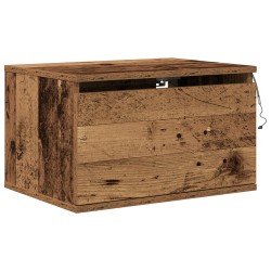 Szafka nocna z oświetleniem LED, montowana na ścianie, stary drewniany wygląd 50x36x30 cm
