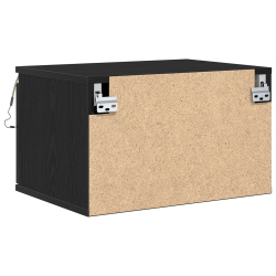 Szafka nocna z LED, montowana na ścianie, czarny dąb 50x36x30 cm