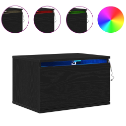 Szafka nocna z LED, montowana na ścianie, czarny dąb 50x36x30 cm