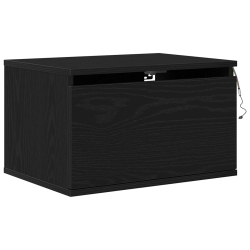 Szafki nocne z lampkami LED 2 szt. montowane na ścianie z dębu czarnego