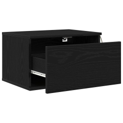 Szafki nocne z lampkami LED 2 szt. montowane na ścianie z dębu czarnego