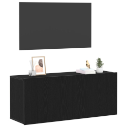 Szafka TV na Ścianę Czarny Dąb 100x30x41 cm Drewno inżynieryjne
