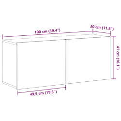 Szafka TV na Ścianę Czarny Dąb 100x30x41 cm Drewno inżynieryjne
