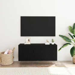 Szafka TV na Ścianę Czarny Dąb 100x30x41 cm Drewno inżynieryjne