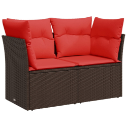 Sofa ogrodowa z poduszkami, 2-osobowa, brązowa, polirattan