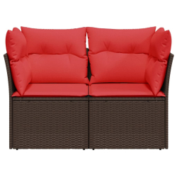 Sofa ogrodowa z poduszkami, 2-osobowa, brązowa, polirattan