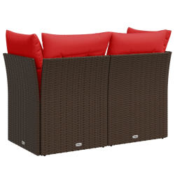 Sofa ogrodowa z poduszkami, 2-osobowa, brązowa, polirattan