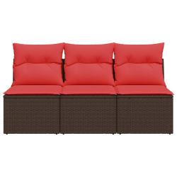 Sofa ogrodowa z poduszkami, 3-osobowa, brązowa, polirattan